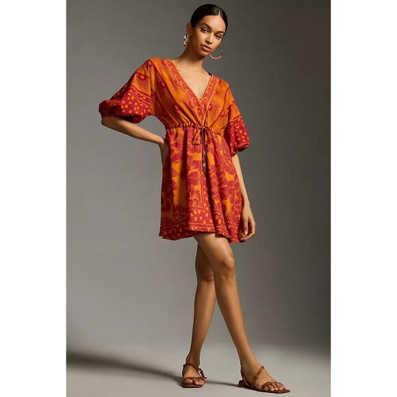 Farm Rio Anthropologie Printed Tunic Dress Oversized Small - Picture 1 of 11